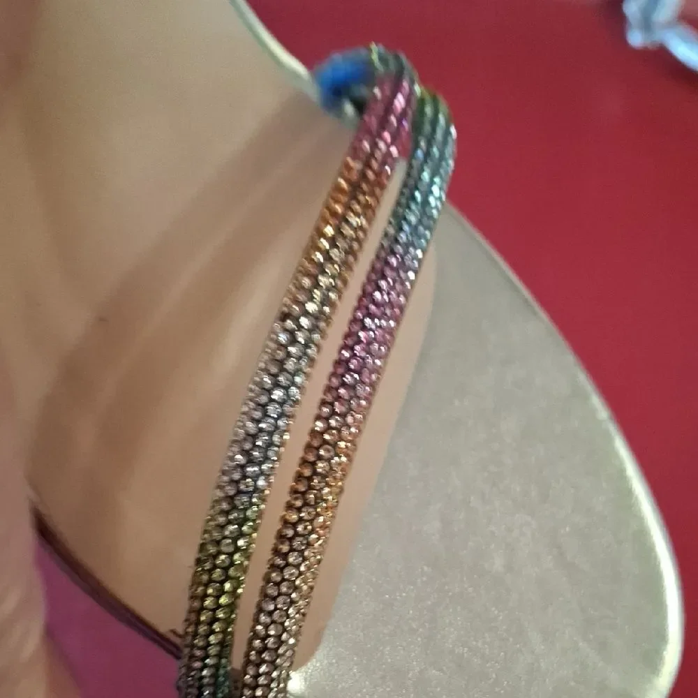 ID Required 11W Silver Heels with Multicolor Straps